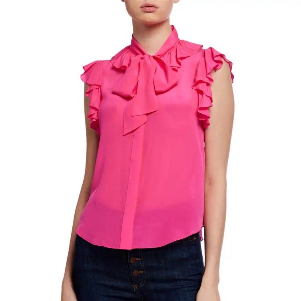 Alice + Olivia Robbie Ruffled Wild Pink Blouse XS NWT